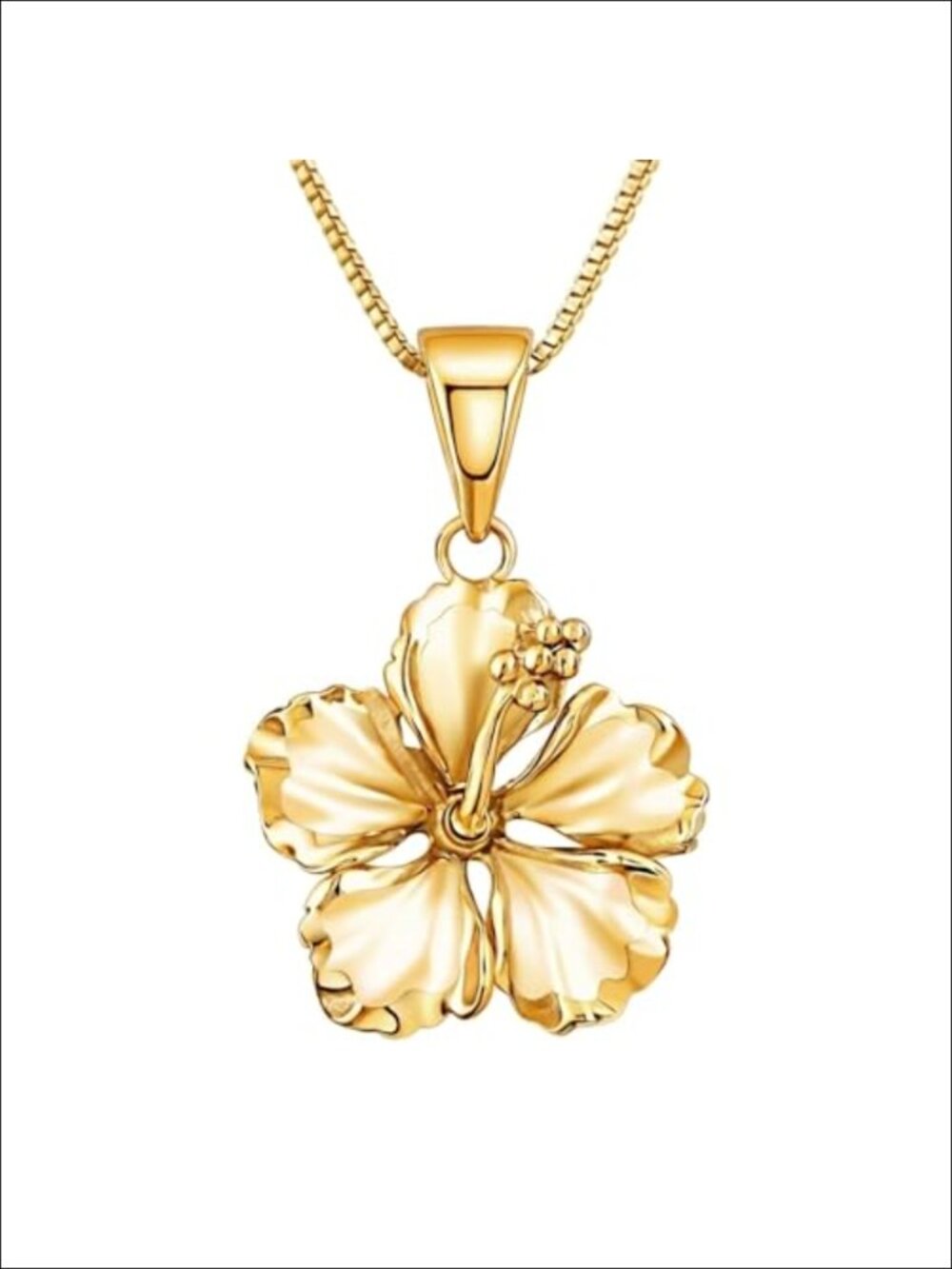 Sterling Silver Hibiscus Pendant Necklace 11/16 inch Adjustable 16-18 inch